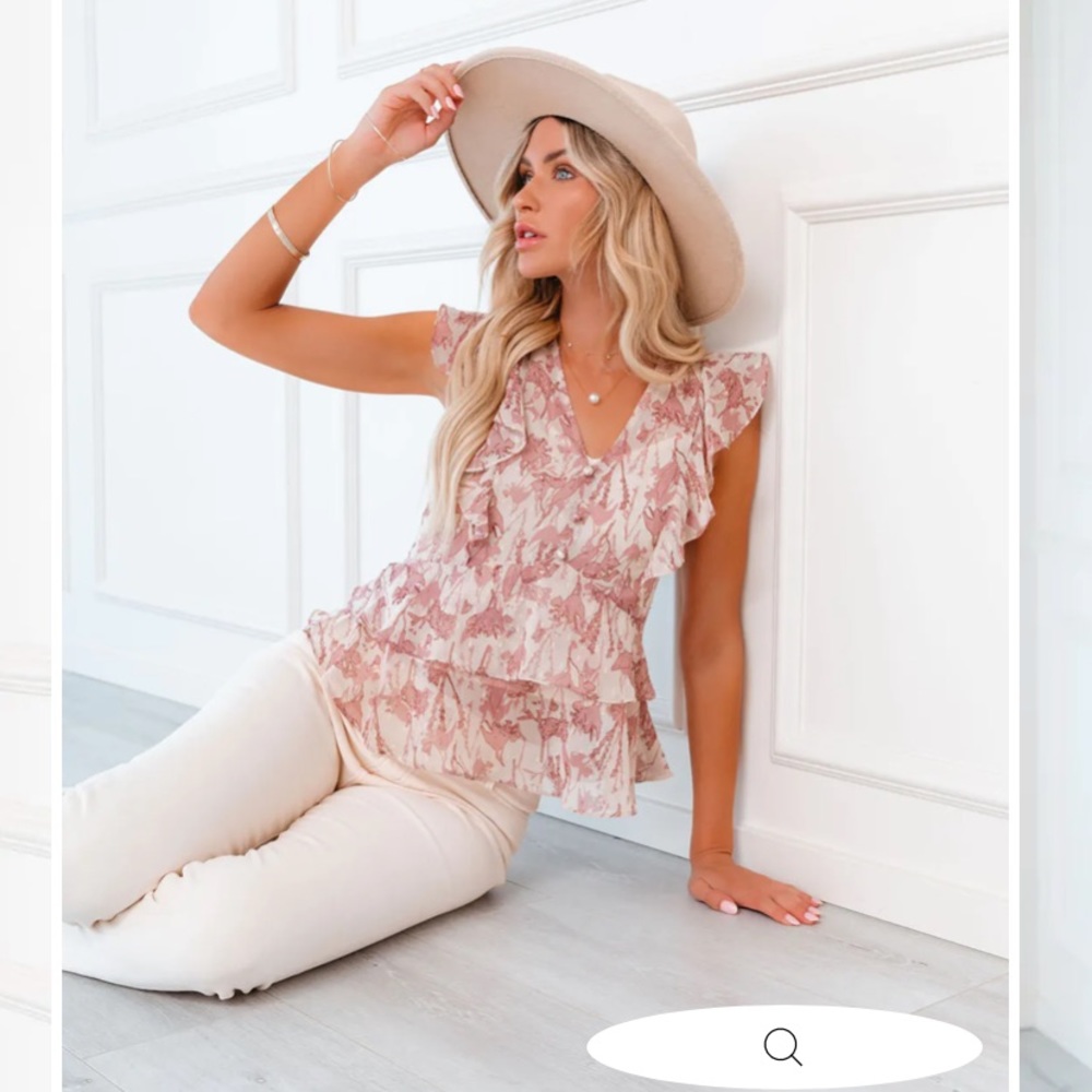 Printed Ruffle Babydoll Blouse